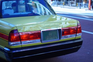 Rear,Of,Taxi,In,Japan.
