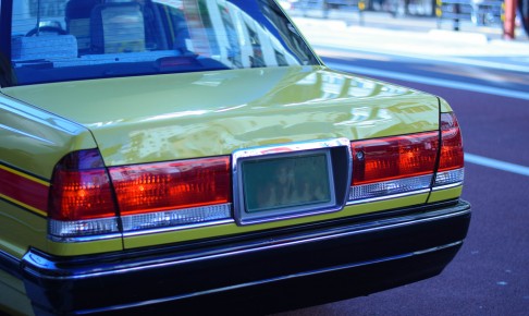Rear,Of,Taxi,In,Japan.
