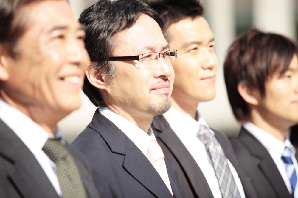 Japanese,Businessmen,Staring,Ahead