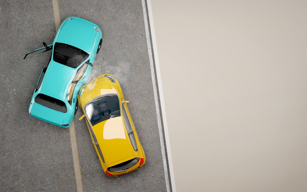 Two,Cars,Crash,In,Accident.top,View.concept,For,Insurance.3d,Rendering